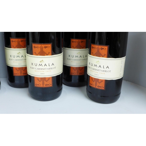 818 - Six bottles of wine, Kumala Pinotage-Cinsault 2001