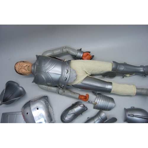 829 - A vintage Marx Toys Sir Stuart the Silver Knight figure, Noble Knight Series, first released 1968