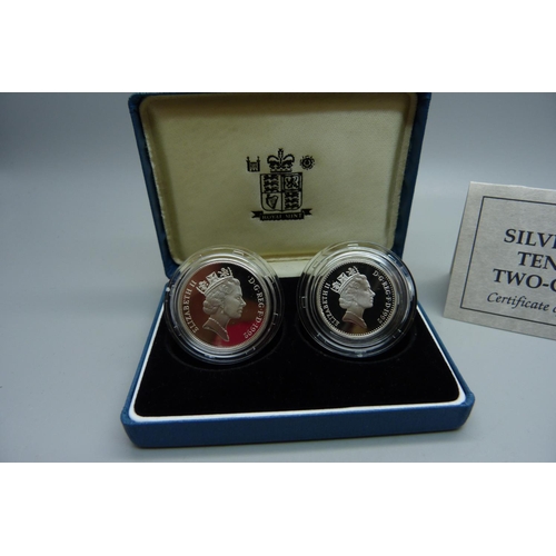 843 - The Royal Mint, 1992 Silver Proof Ten Pence Two-Coin Set