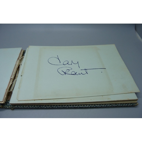 848 - An autograph book, 1950s and 1960s includes Cary Grant, Margaret Leigh, Marty Wilde, Victor Sylveste... 