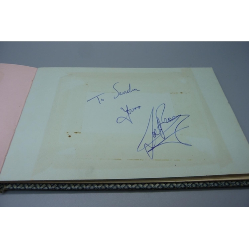 848 - An autograph book, 1950s and 1960s includes Cary Grant, Margaret Leigh, Marty Wilde, Victor Sylveste... 