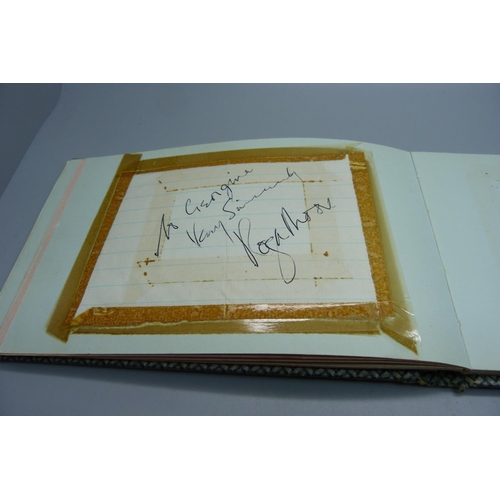 848 - An autograph book, 1950s and 1960s includes Cary Grant, Margaret Leigh, Marty Wilde, Victor Sylveste... 