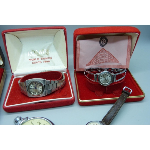 881 - A lady's Omega wristwatch, a gentleman's Roamer wristwatch and other wristwatches