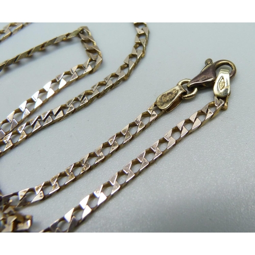 965 - A 9ct gold chain, 6.7g, 45cm, (requires a new fastener)