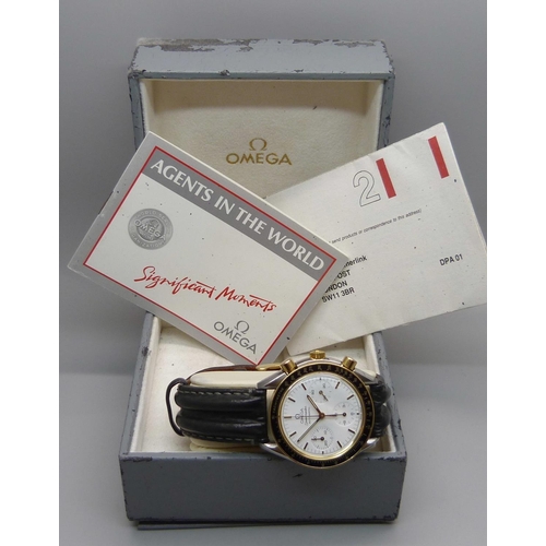 992 - An Omega Speedmaster automatic wristwatch, boxed with papers, dated 1991