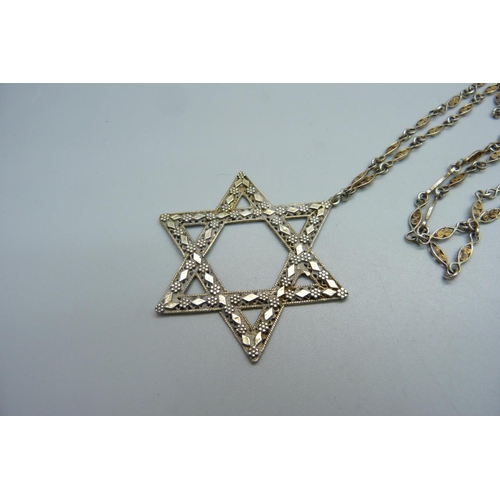 998 - A silver Star of David pendant marked Israel and chain