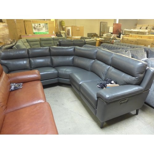 1539 - A Grace grey leather corner power recliner, original RRP £1583.33 + VAT (4186-16) * This lot is subj... 