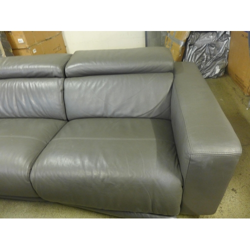 1576 - A Grey Leather Left Hand Facing Corner Sofa * This lot is subject to VAT