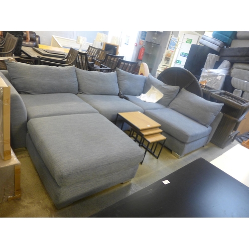 1601 - A grey/blue textured weave upholstered sectional corner sofa - marked