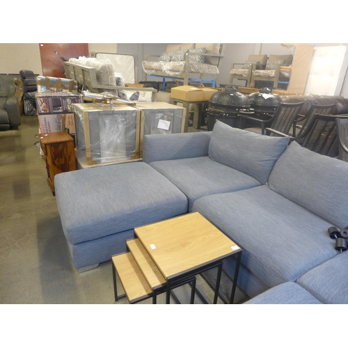 1601 - A grey/blue textured weave upholstered sectional corner sofa - marked