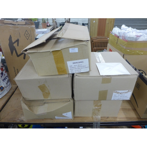 2327 - Five boxes of 159mm x 159mm envelopes - approx. 2500 in total