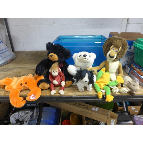 2329 - Two boxes of soft toys and games