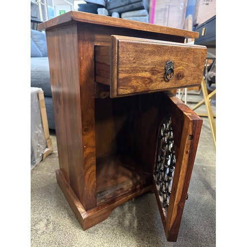 1599 - A wooden and metal bedside table