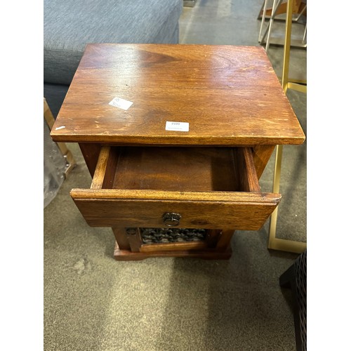 1599 - A wooden and metal bedside table