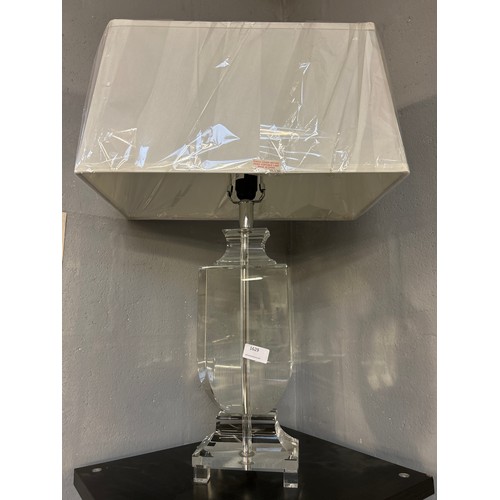 1629 - A designer heavy glass table lamp with white shade