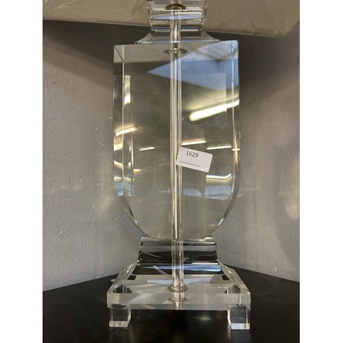 1629 - A designer heavy glass table lamp with white shade