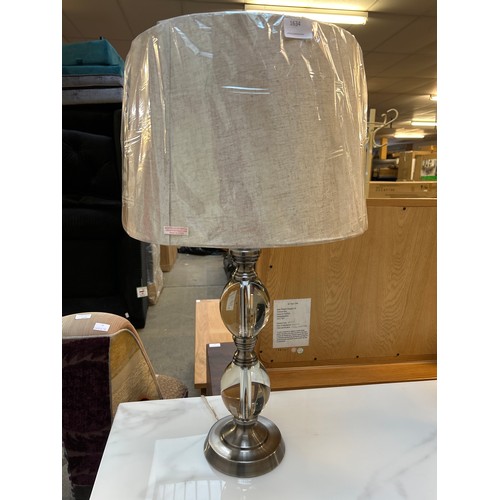 1634 - A glass bubble based table lamp with oatmeal shade