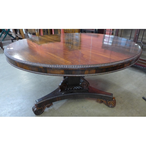 119 - A Regency rosewood circular tilt-top breakfast table, manner of Gillows, Lancaster