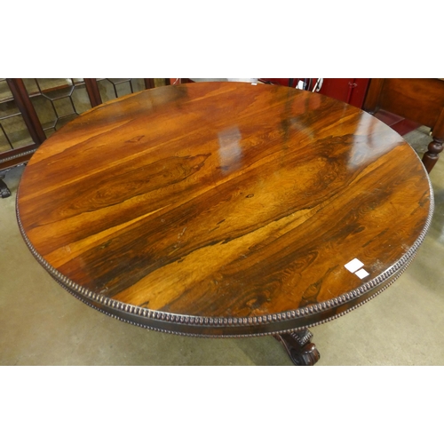 119 - A Regency rosewood circular tilt-top breakfast table, manner of Gillows, Lancaster