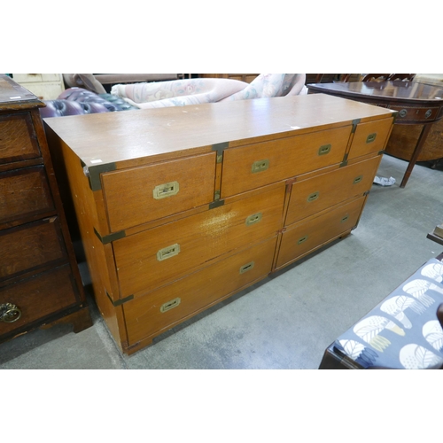 187 - A campaign style teak and brass mounted chest