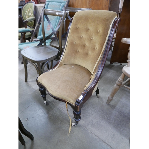 210 - A Victorian mahogany and fabric upholstered lady's chair