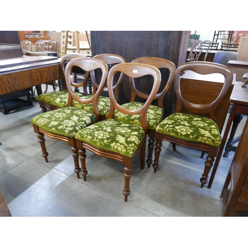 218 - A set of six Victorian mahogany balloon back dining chairs