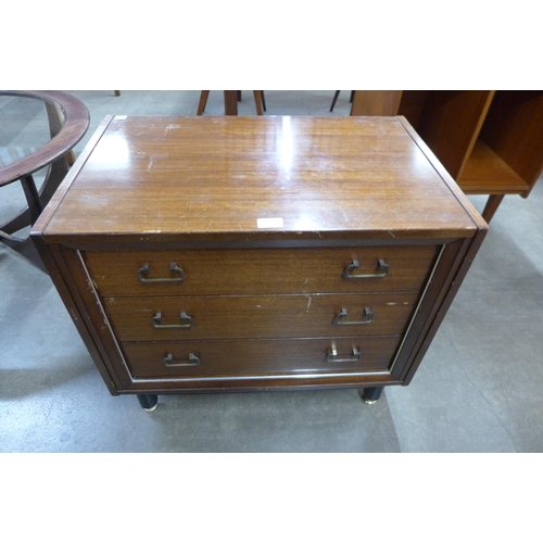 22 - A small G-Plan Librenza tola wood and black chest of drawers