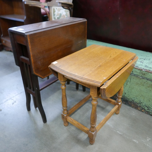 232 - An Edward VII inlaid mahogany Sutherland table and an oak gateleg occasional table