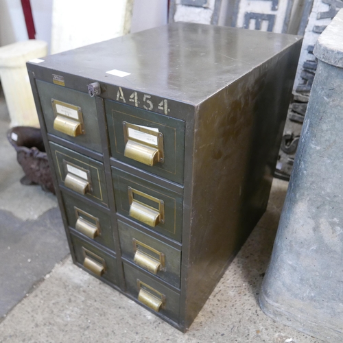 283 - A vintage Roneo green steel eight drawer index drawer cabinet