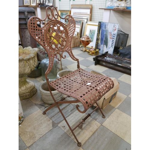 301 - A French folding steel garden chair