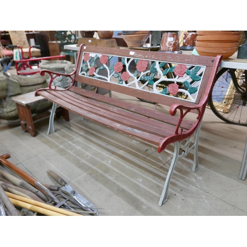 321 - A cast alloy ended garden bench