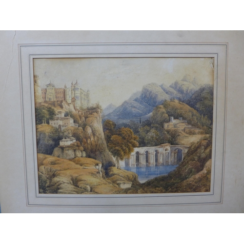 345 - Italian School (19th Century), Capriccio landscape. watercolour, unframed