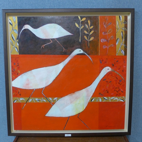 351 - Val Anderson, Sacred Ibis, mixed media, framed