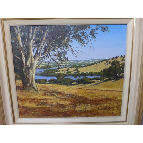 353 - Trudi Whitcher, Summers Morning, Lake Chittering, Australia, oil on board, framed