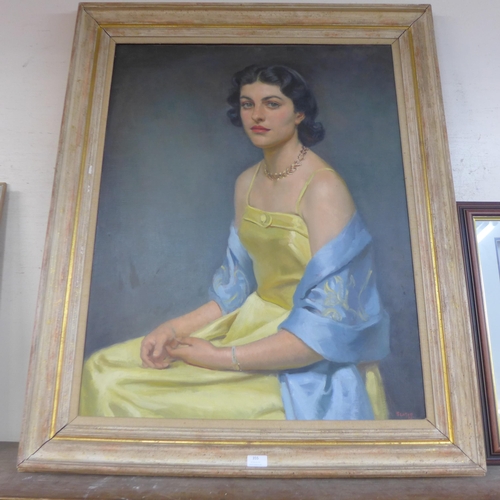 355 - S. Slater, portrait of a seated lady, oil on canvas, framed