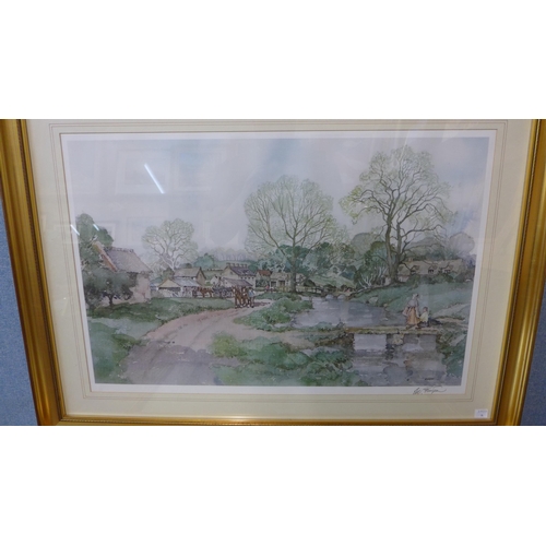 361 - Florence K. Walker, Spring at Hollow Car, Harrogate, watercolour and a signed Sturgeon landscape pri... 