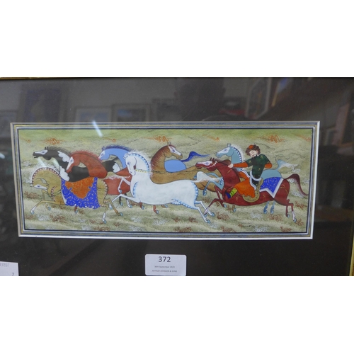 372 - A pair of Persian gouaches, framed