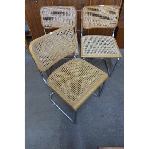 82 - Three Marcel Breuer chrome, beech and rattan chairs