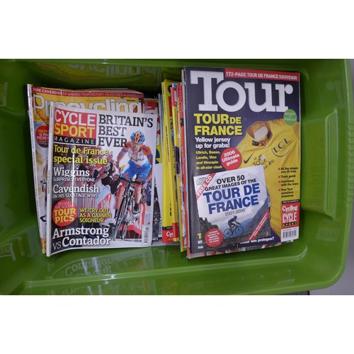 1133 - A box of cycling magazines, Tour De France, Cycle Sport, Pro Cycling and Architectural Digest magazi... 