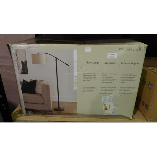 3400 - Adjustable rubbed bronze finished floor lamp with fabric shade