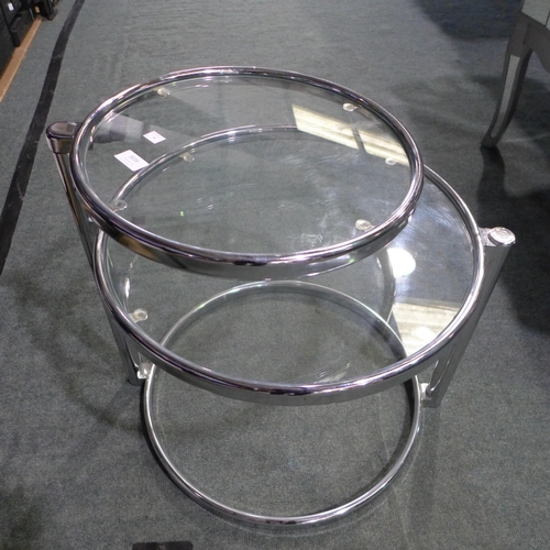 3036 - Glass and chrome tiered coffee table