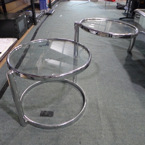 3036 - Glass and chrome tiered coffee table