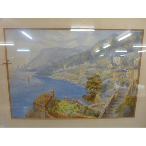 365A - H. Rinder, Italian coastal landscape, watercolour, dated 1926, framed