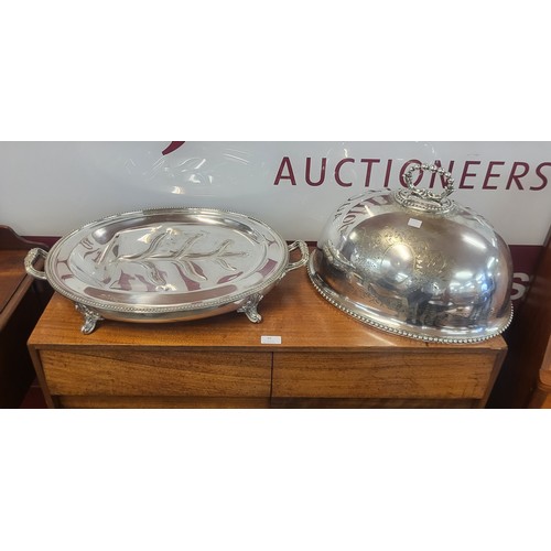 443 - A Victorian silver plated armorial meat tureen and cover, 38cms h