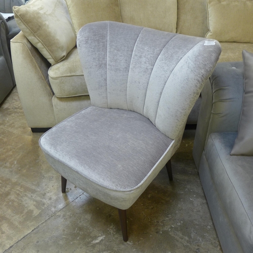 1340 - A grey velvet upholstered shell back side chair