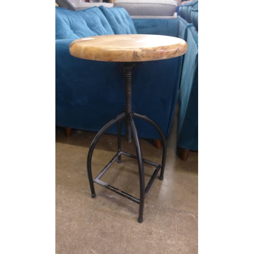 1305 - An industrial style hardwood and metal stool