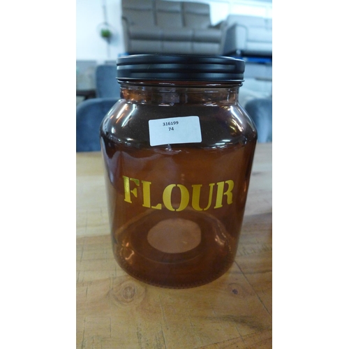 1372 - An amber glass flour jar - H 21cms (67840205)