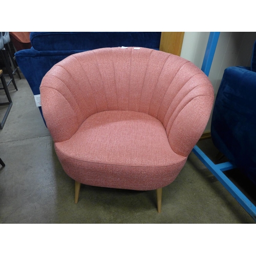 1377 - A coral textured weave upholstered shell back side chair