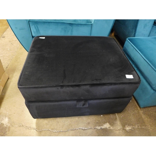 1395 - A Hoxton black velvet ottoman footstool RRP £459