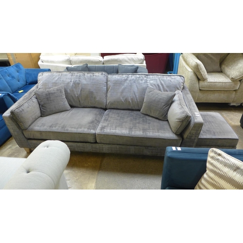 1401 - A Barker and Stonehouse dolce magnesium velvet four seater sofa and footstool RRP £1699